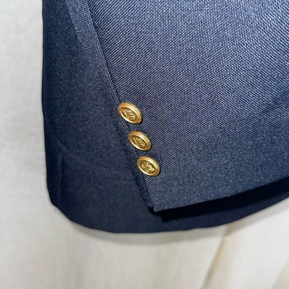 Towncraft 46L Navy Gold Tone Buttons Elegant Stunning Sport Blazer Jacket - Picture 5 of 13